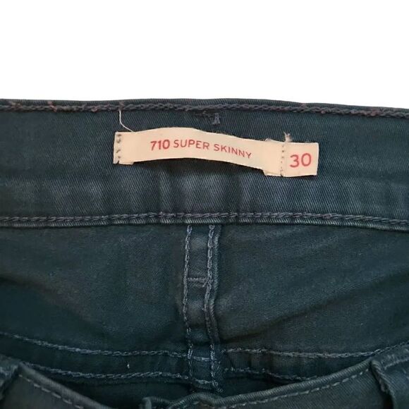 Levi Strauss Ladies 710 Super Skinny Green Chino Pants - Size 30 - Picture 3 of 6
